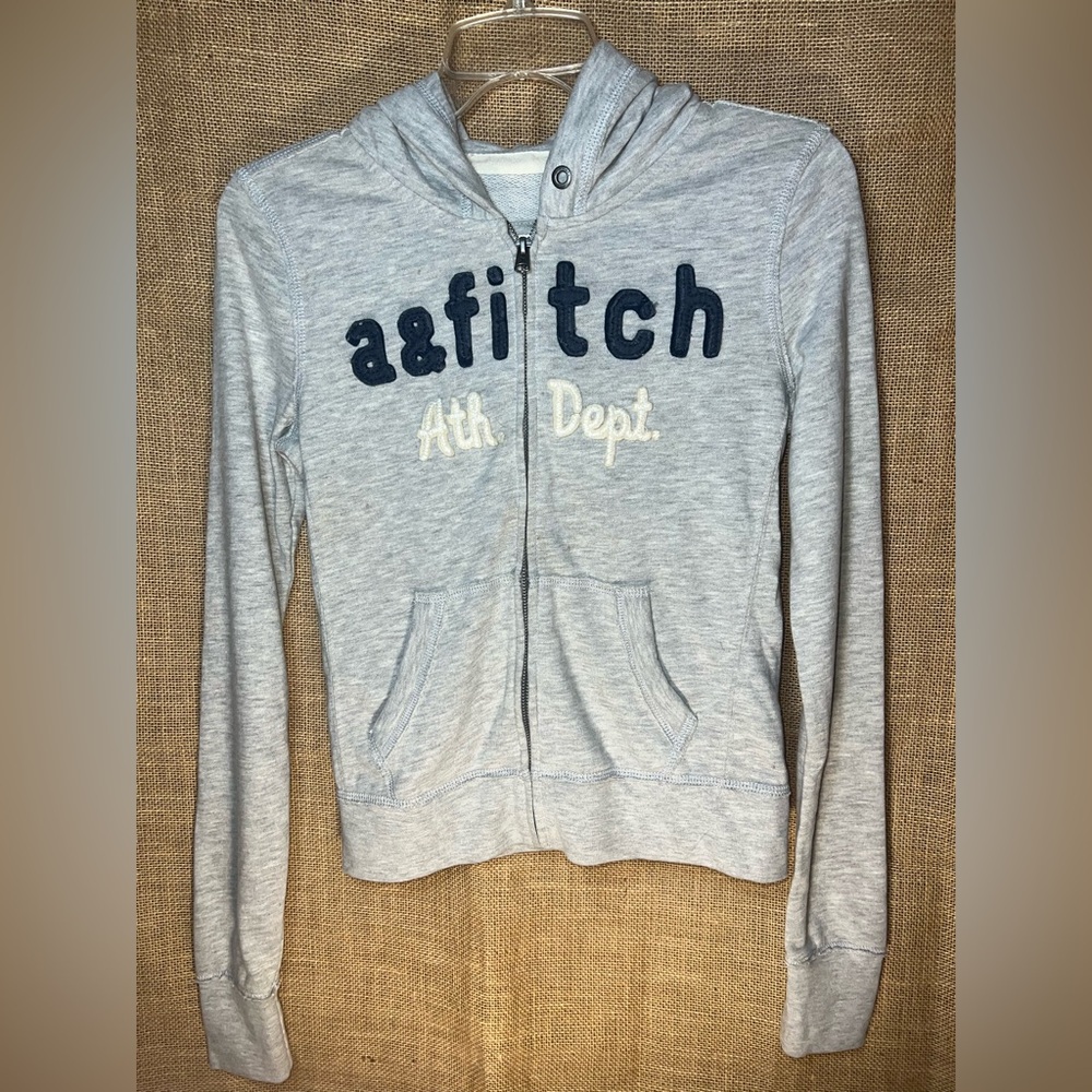Abercrombie Kids Gray Hoodie with Navy and White Logo